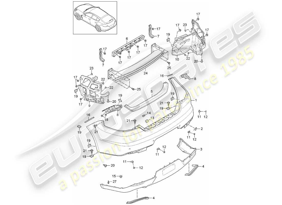 porsche 2011 (panamera 970) pare-chocs schéma des pièces