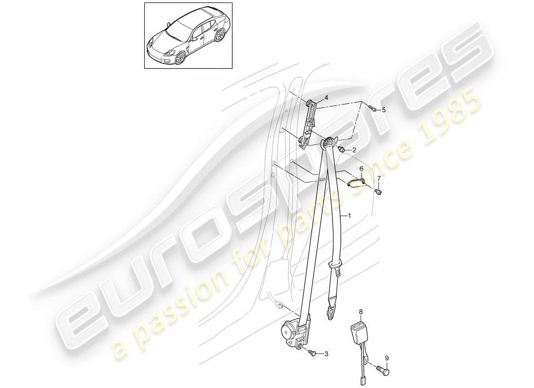 porsche 2013 (panamera 970) ceinture de sécurité schéma des pièces