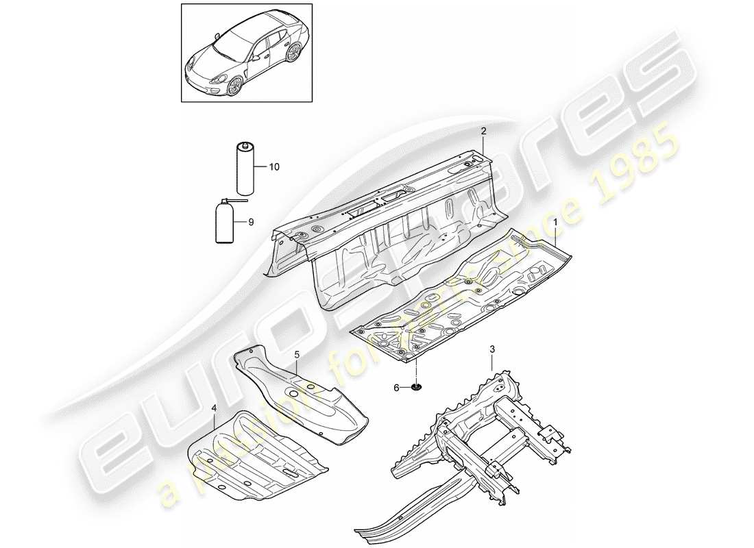 porsche 2013 (panamera 970) sol schéma des pièces