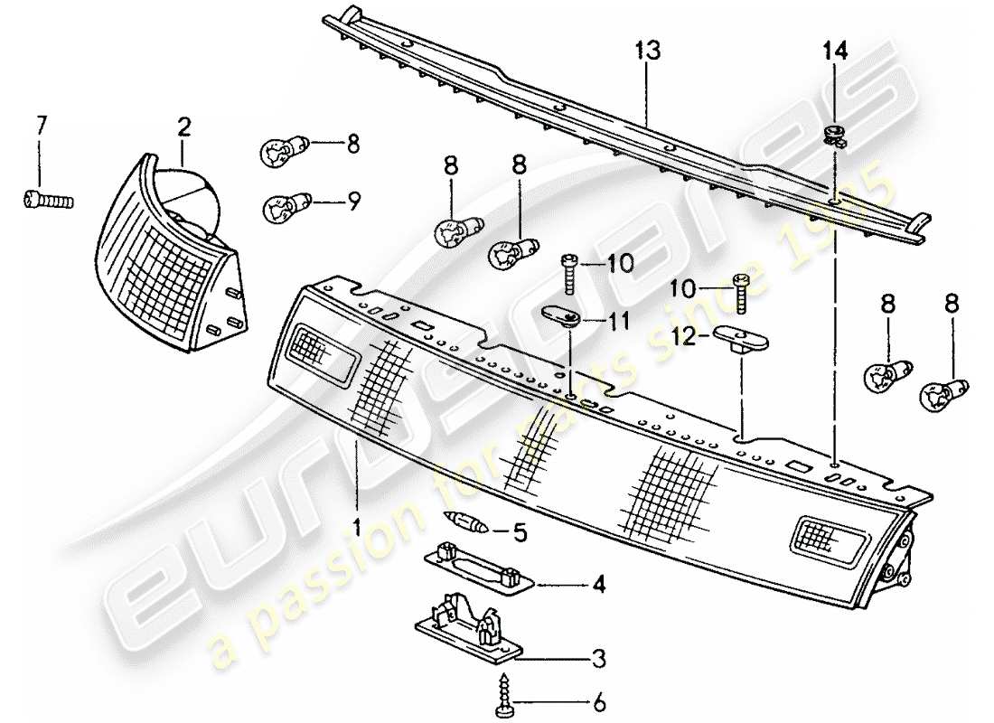 porsche 1994 (993) lumières combinées schéma des pièces
