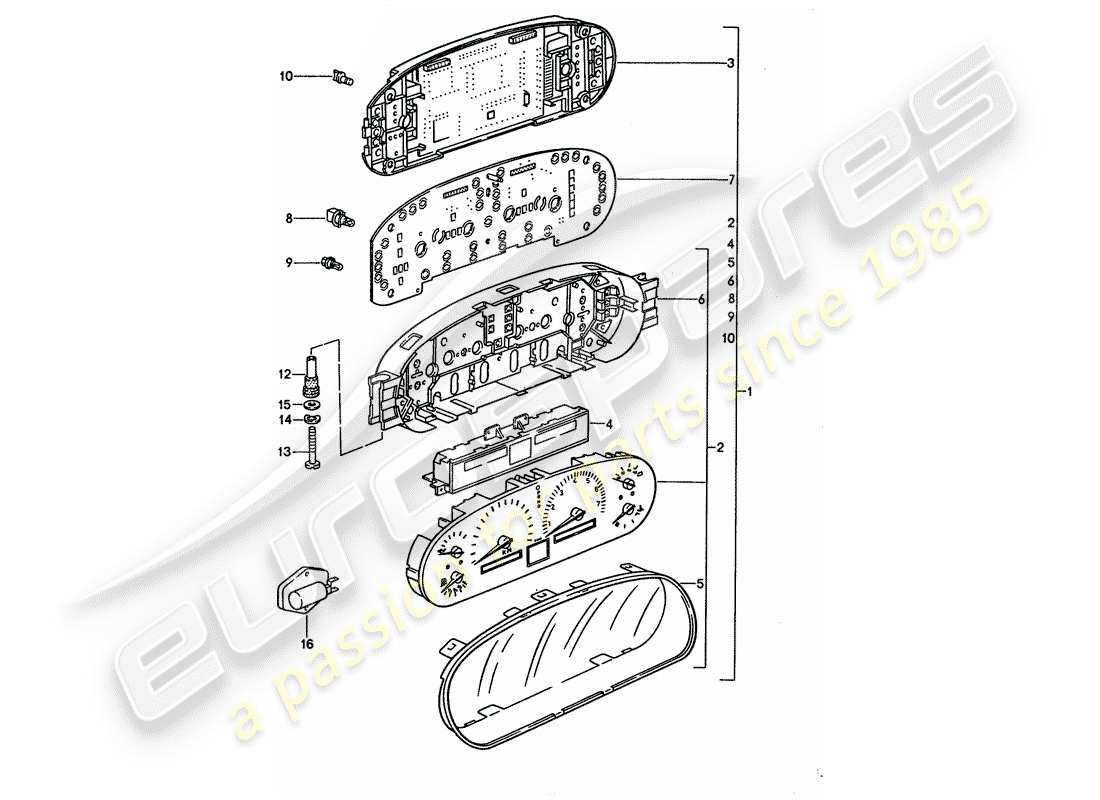 porsche 1994 (928) groupe d'instruments schéma des pièces