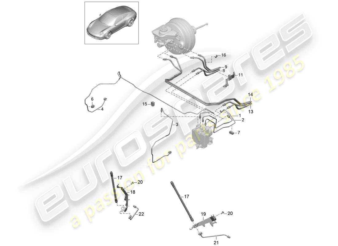 porsche 2015 (991-1) conduites de frein schéma des pièces