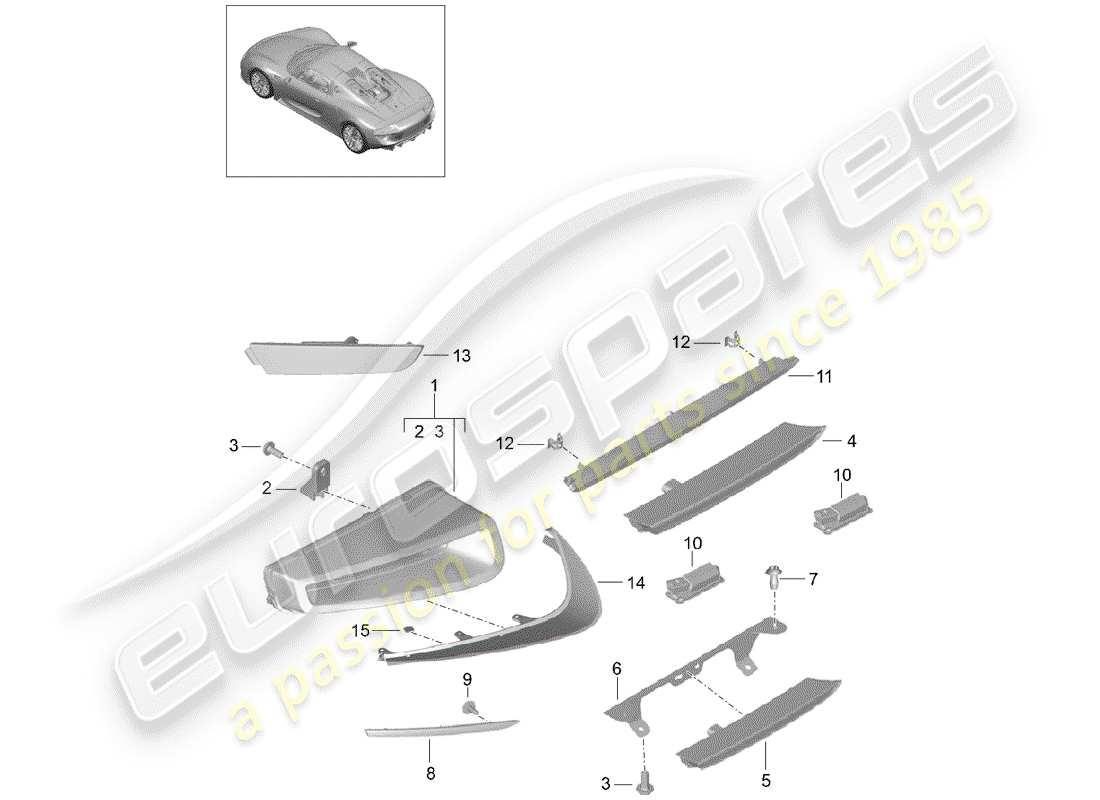 porsche 918 spyder (2015) feu arrière schéma des pièces
