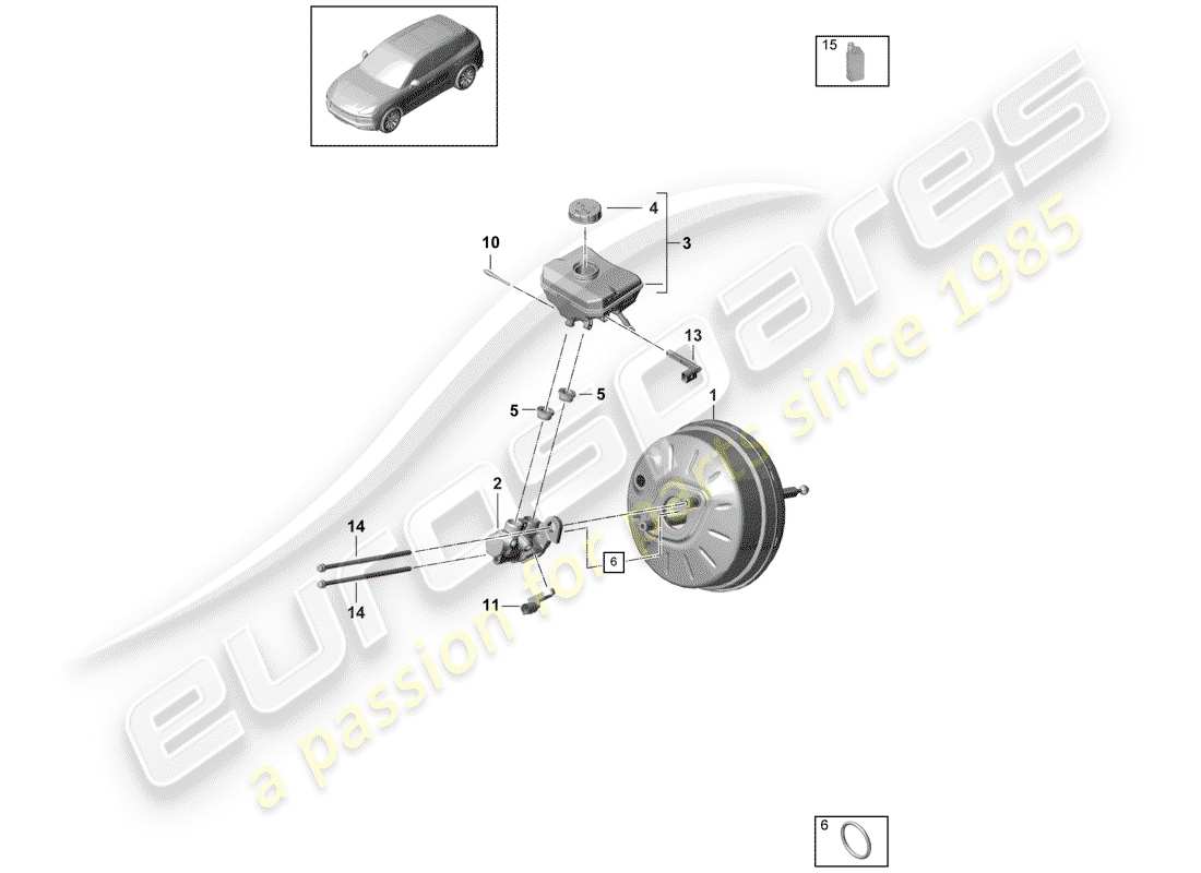 porsche 2018 (cayenne e3 9ya/9yb) maître cylindre de frein schéma des pièces