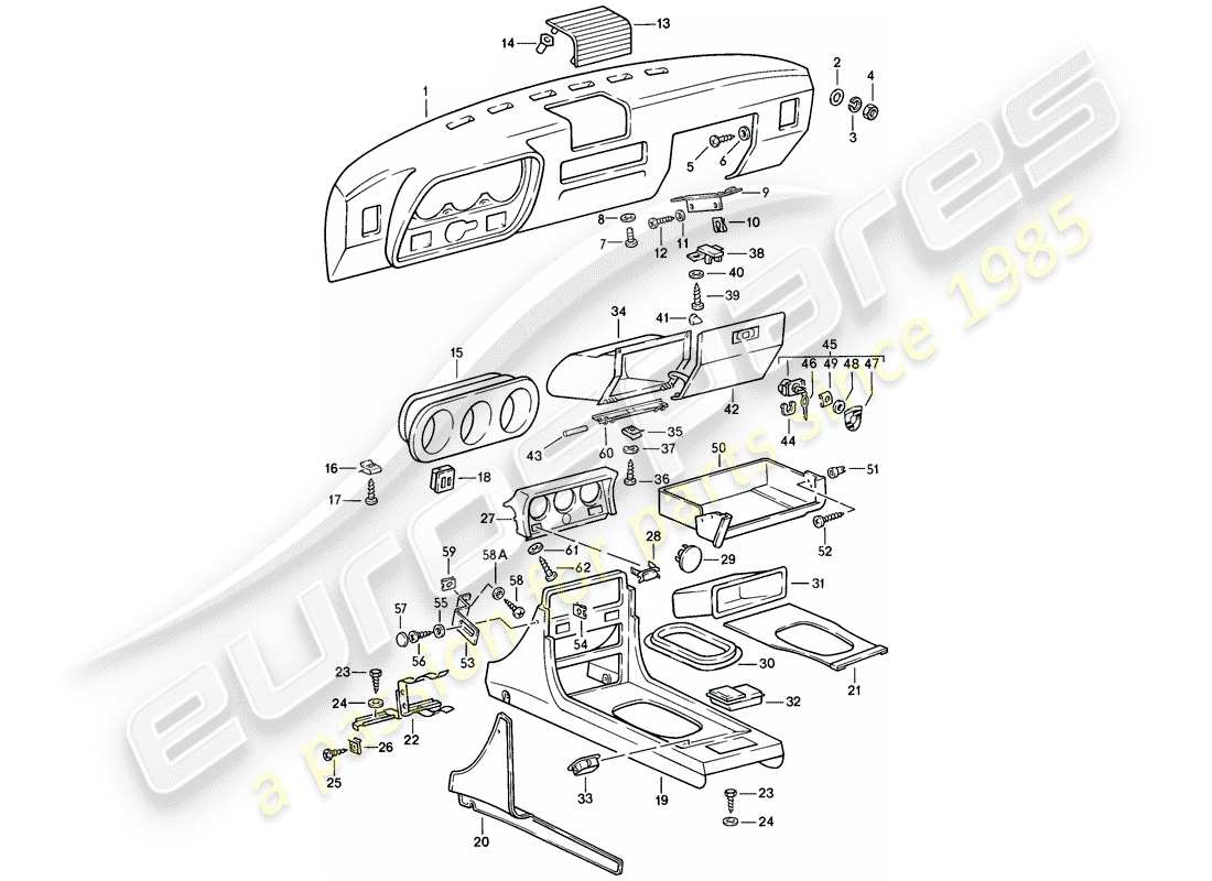 porsche 1983 (944) tableau de bord schéma des pièces