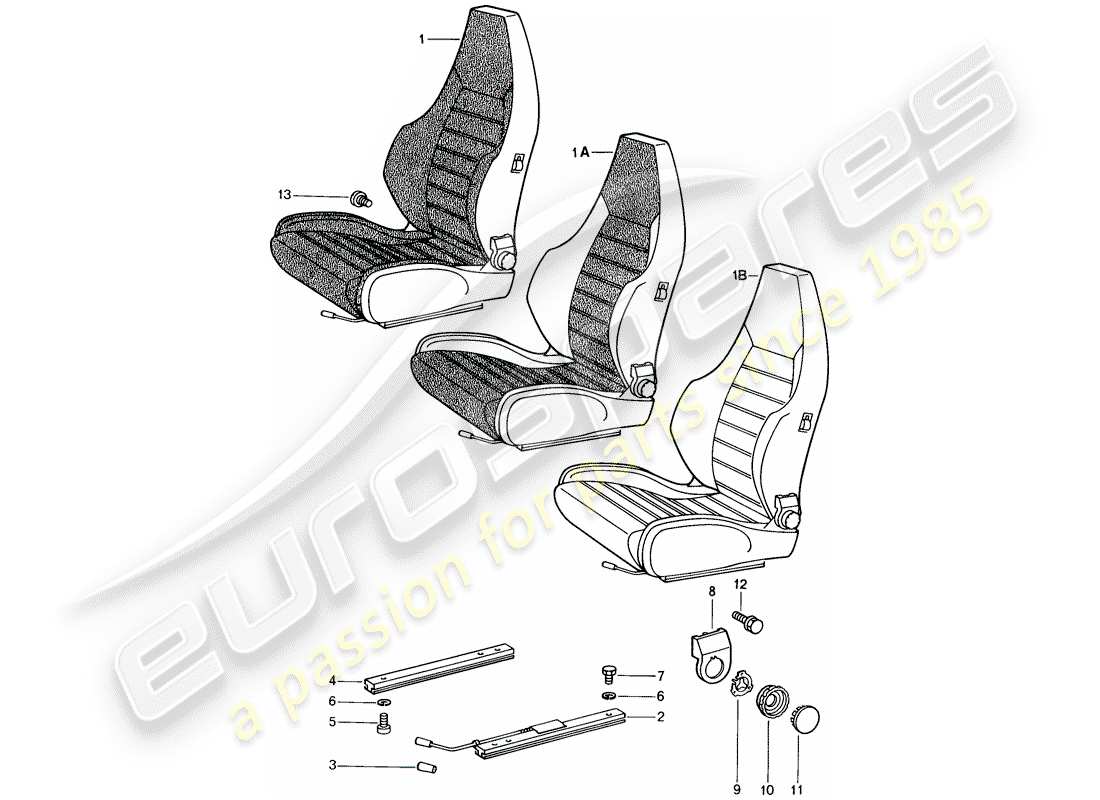 porsche 1982 (944) siège sport - complet schéma des pièces