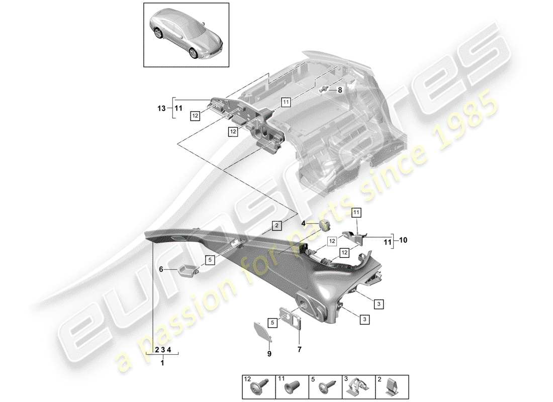 porsche 2019 (panamera 971-1) garnitures schéma des pièces