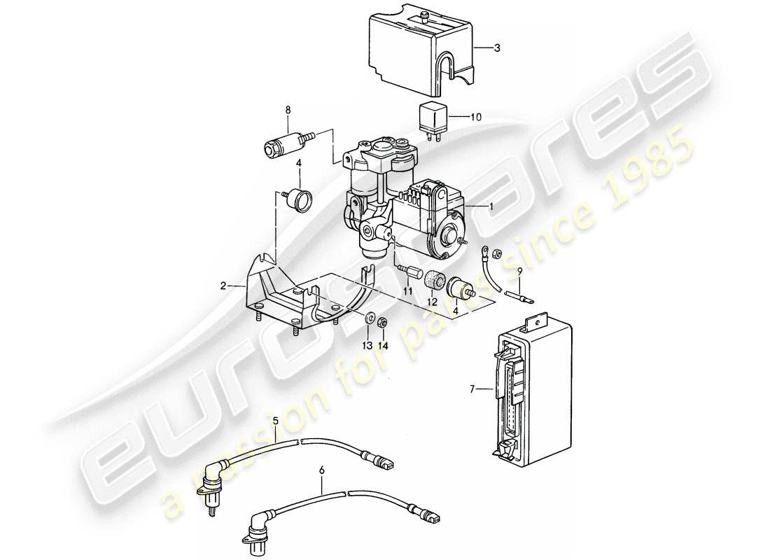 porsche 1993 (968) unité hydraulique - système de frein antiblocage. -abdos- schéma des pièces