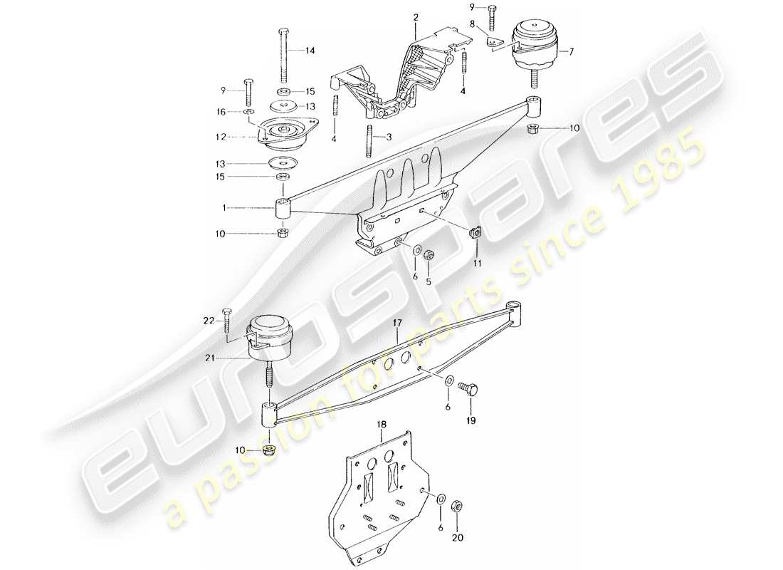 porsche 1998 (993) suspension du moteur schéma des pièces