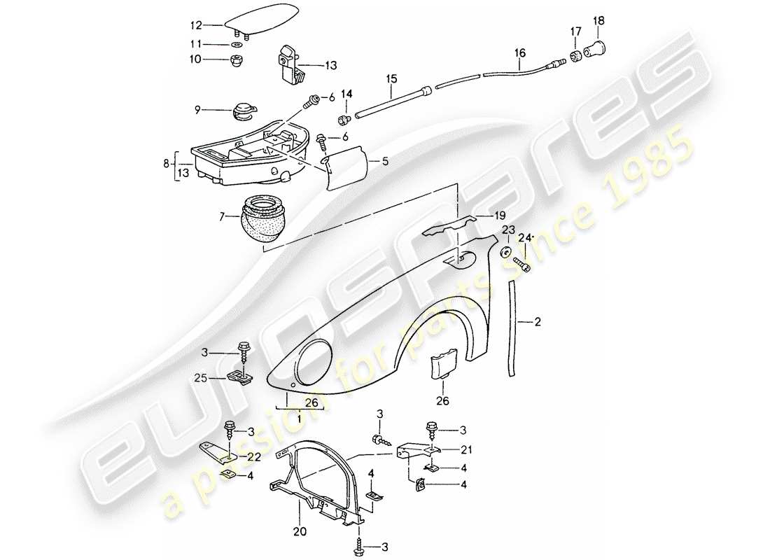 porsche 1998 (993) aile schéma des pièces