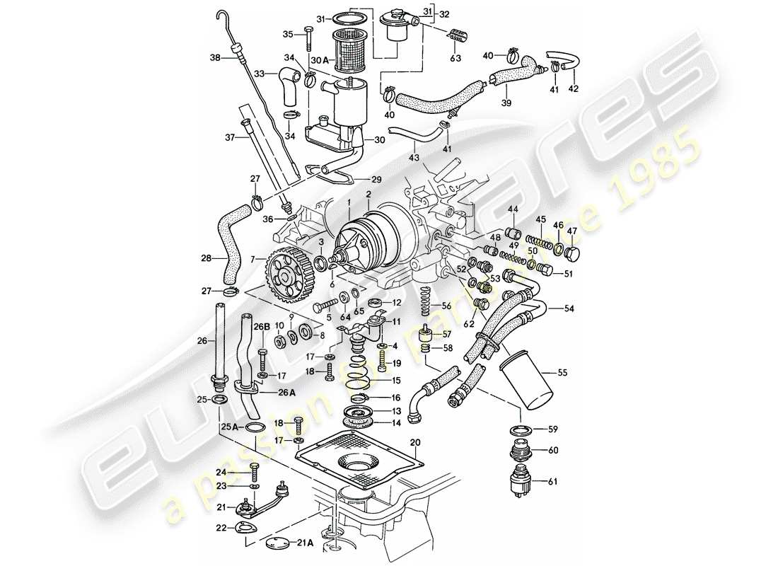 porsche 1982 (928) lubrification du moteur schéma des pièces