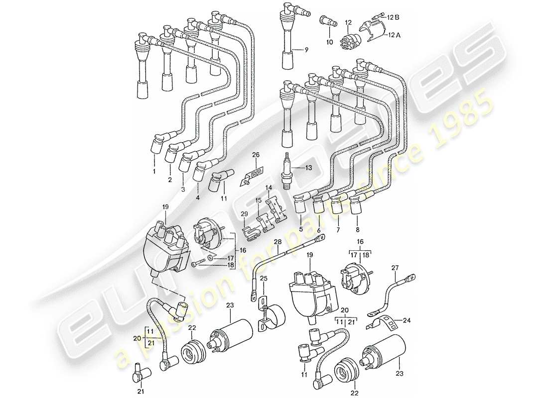 porsche 1987 (928) électrique du moteur schéma des pièces