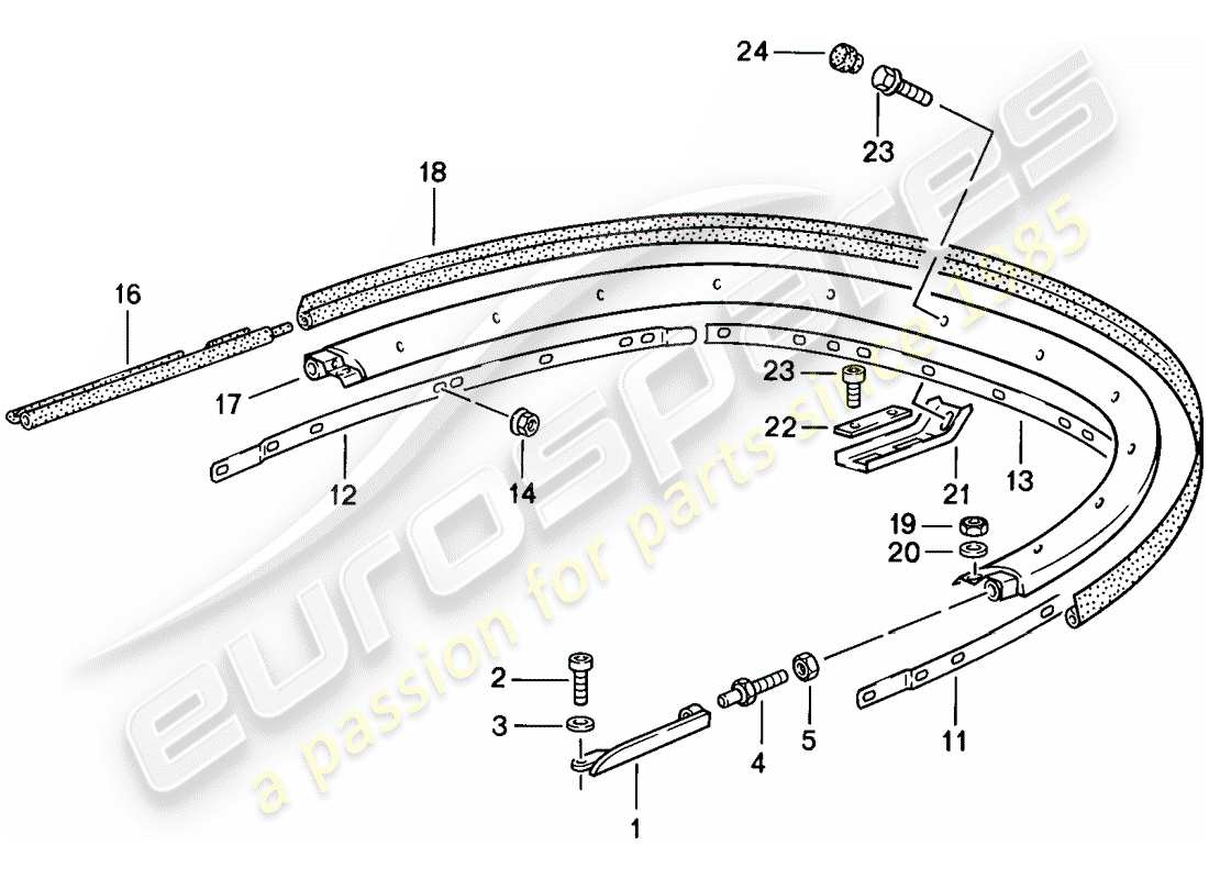 porsche 1988 (911) capot - support - pièces individuelles schéma des pièces