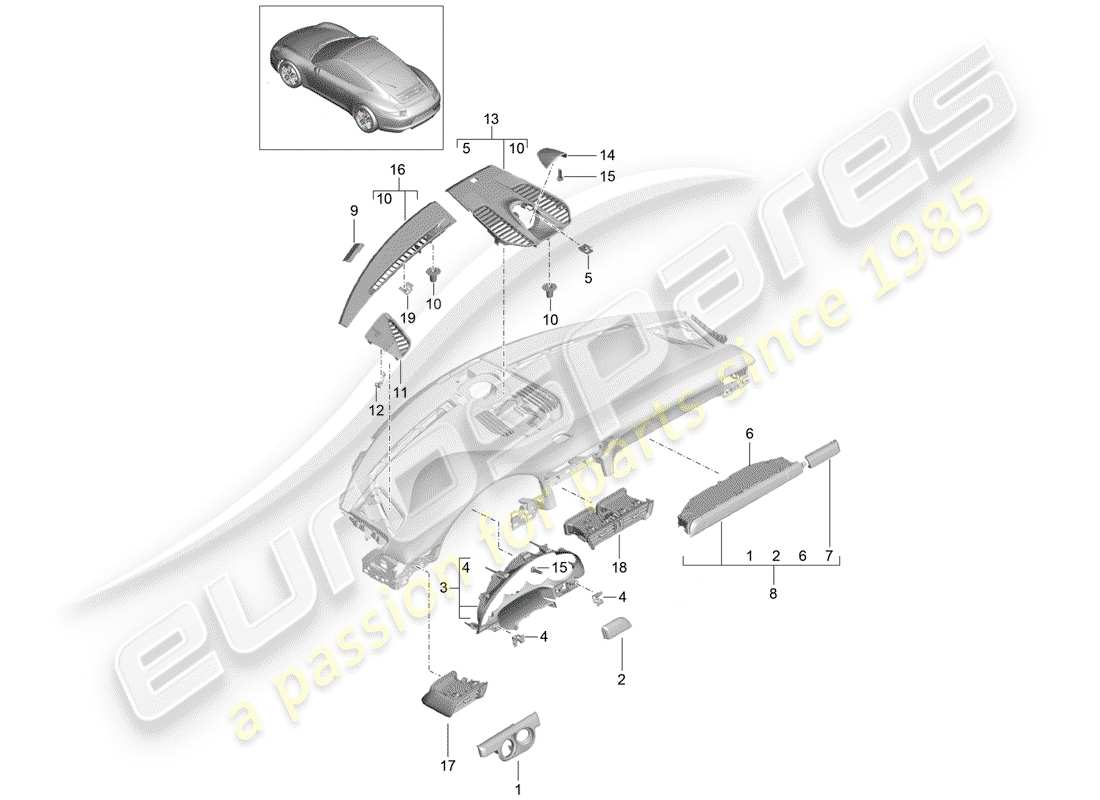 porsche 2013 (991-1) accessoires schéma des pièces