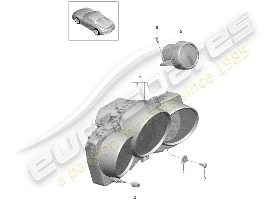 porsche 2016 (981 boxster spyder) schéma des pièces des instruments