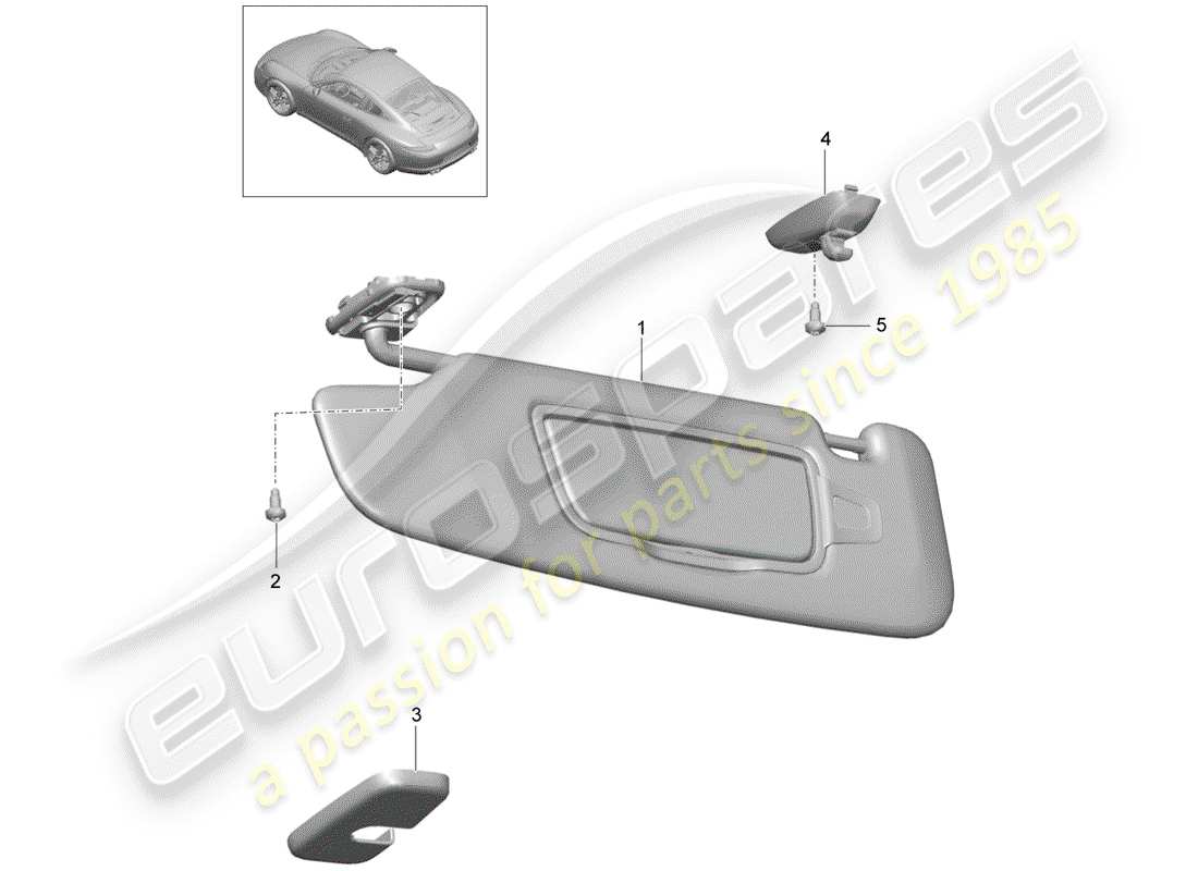 porsche 2013 (991-1) diagramme des pièces des pare-soleil
