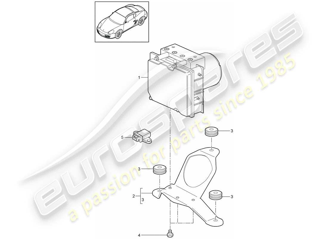 porsche 2009 (987 cayman) unité hydraulique schéma des pièces