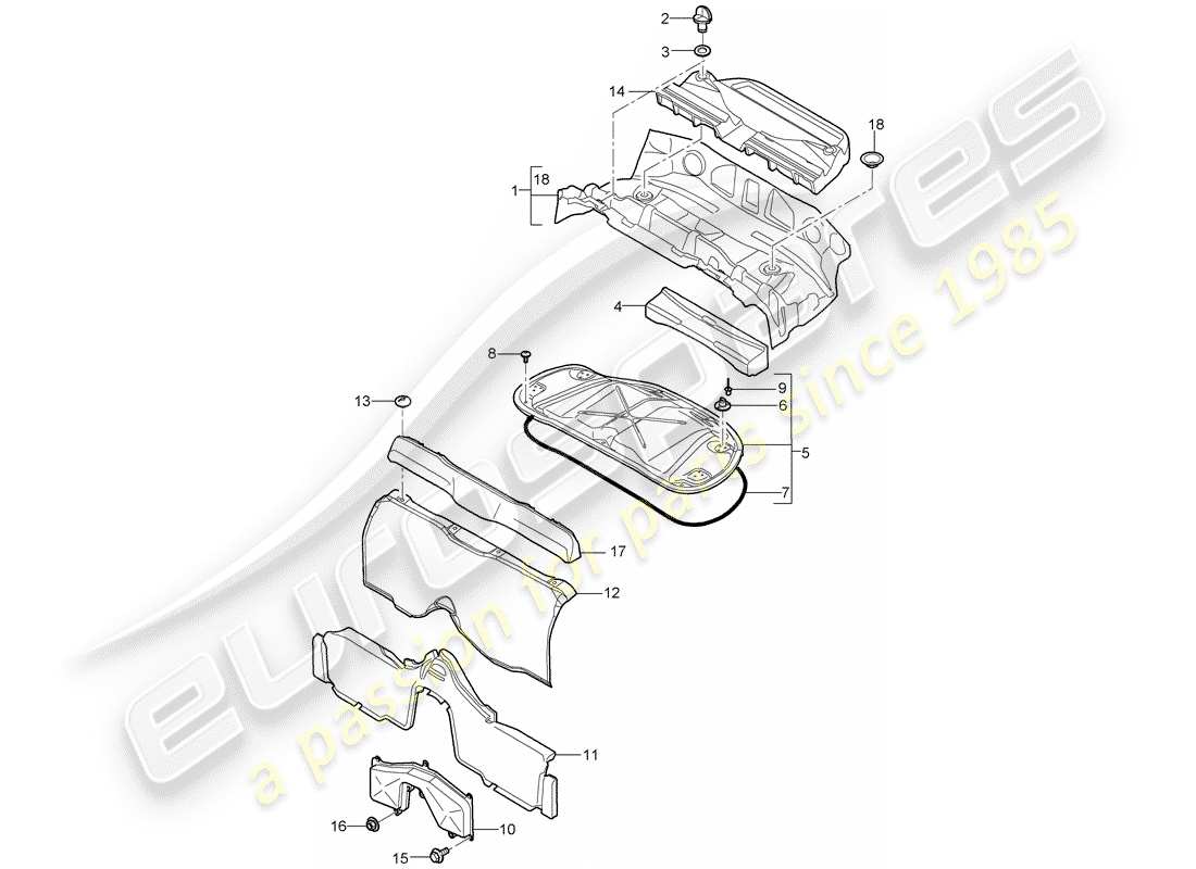 porsche 2010 (987 boxster) garnitures schéma des pièces