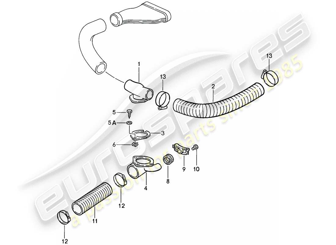 porsche 1988 (911) conduit d'air de refroidissement schéma des pièces