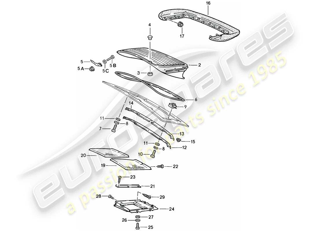 porsche 1989 (911) aileron arrière schéma des pièces