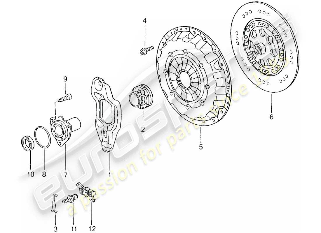 porsche 2004 (996) embrayage schéma des pièces