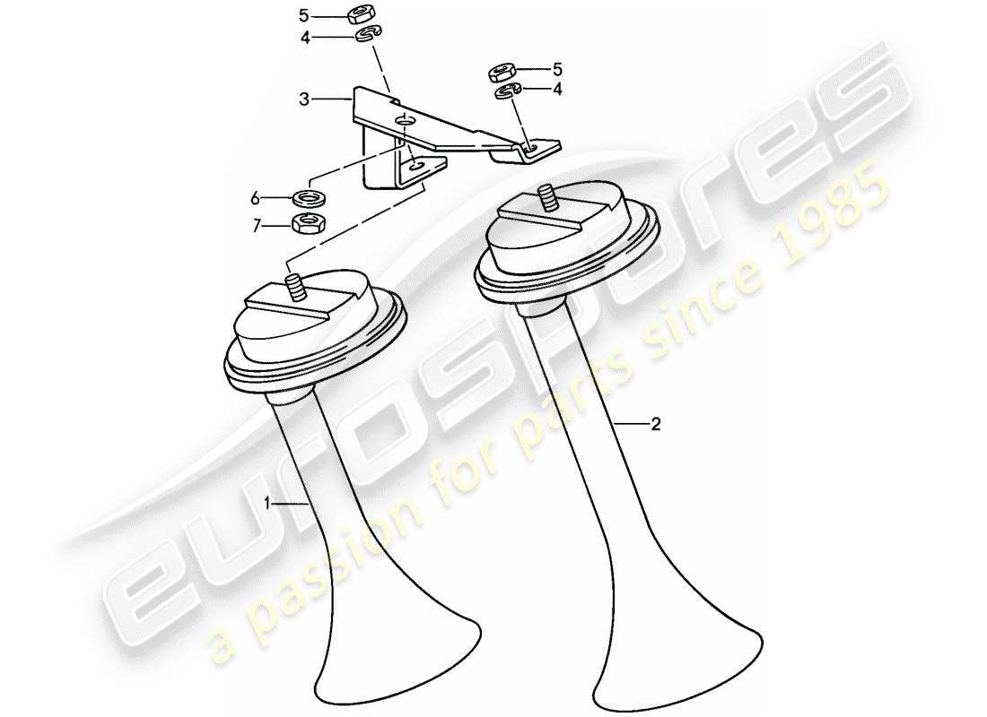 porsche 1989 (911) diagramme des pièces du klaxon