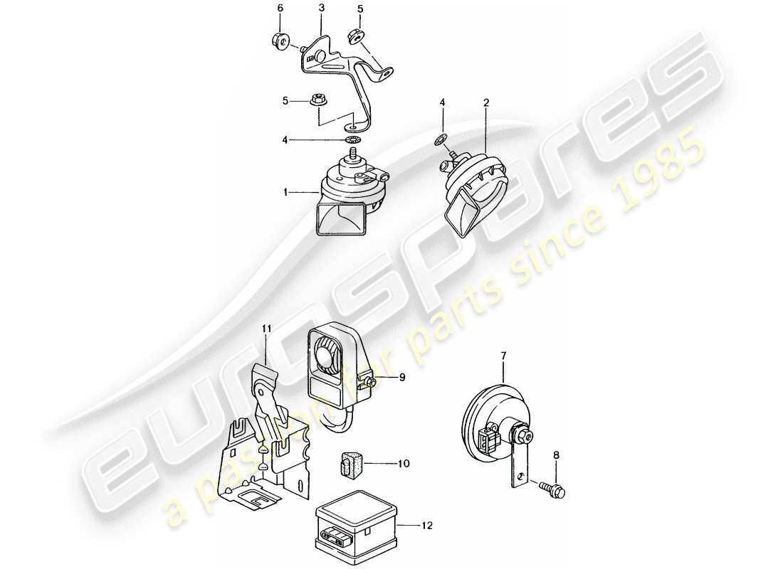 porsche 2003 (986 boxster) avertisseur de fanfare - avertisseur - système d'alarme - schéma des pièces