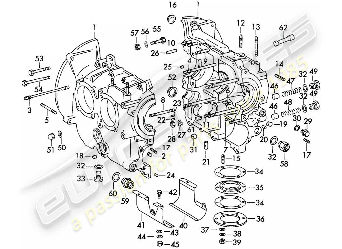 porsche 1963 (356b/356c) carter schéma des pièces