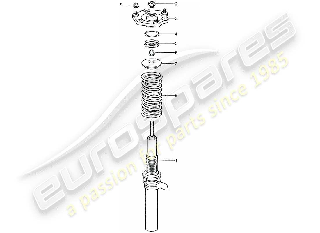 porsche 2004 (996 gt3) suspension - amortisseur schéma des pièces