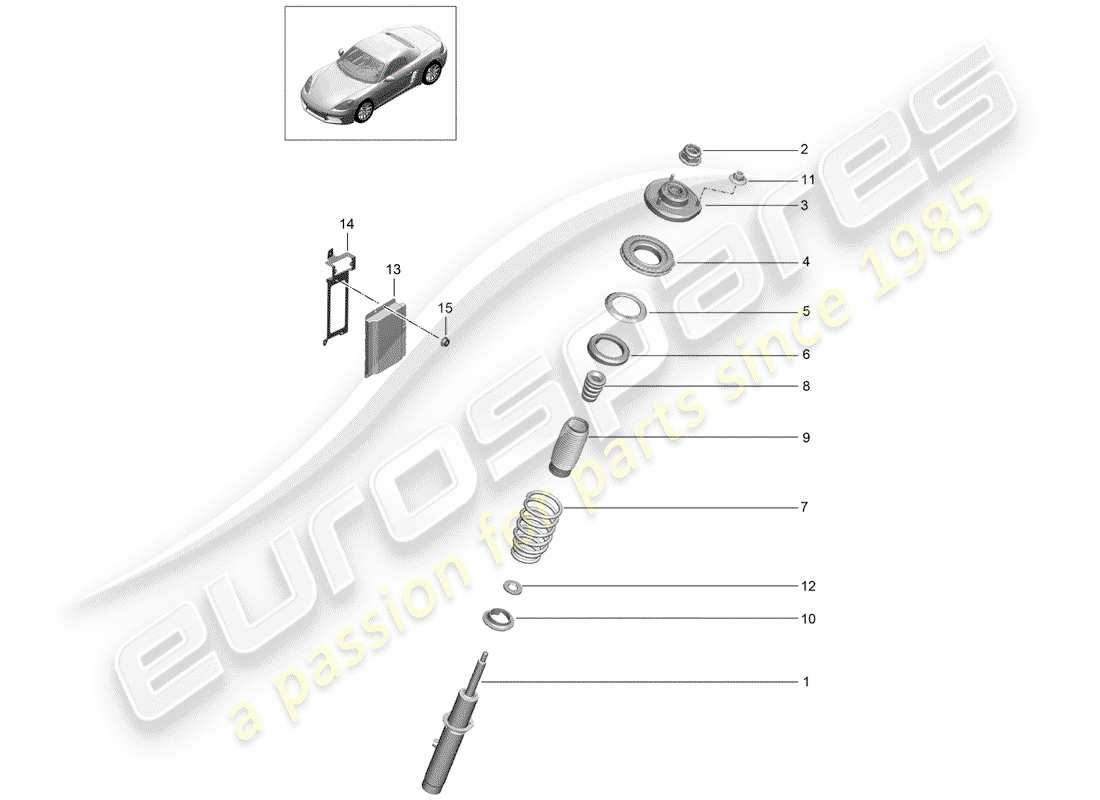 porsche 718 boxster (2019) schéma des pièces de suspension