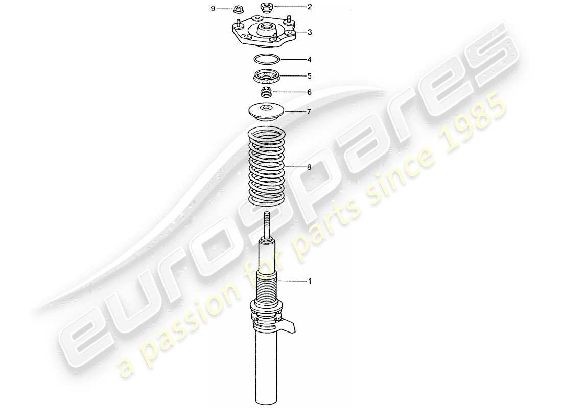 porsche 996 gt3 (2001) suspension - amortisseur amortisseur schéma des pièces