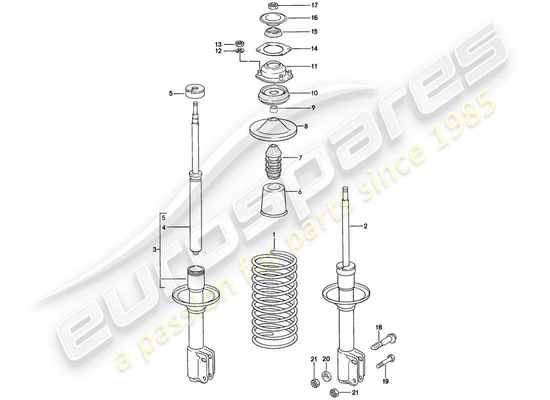 porsche 1983 (944) suspension - amortisseur schéma des pièces