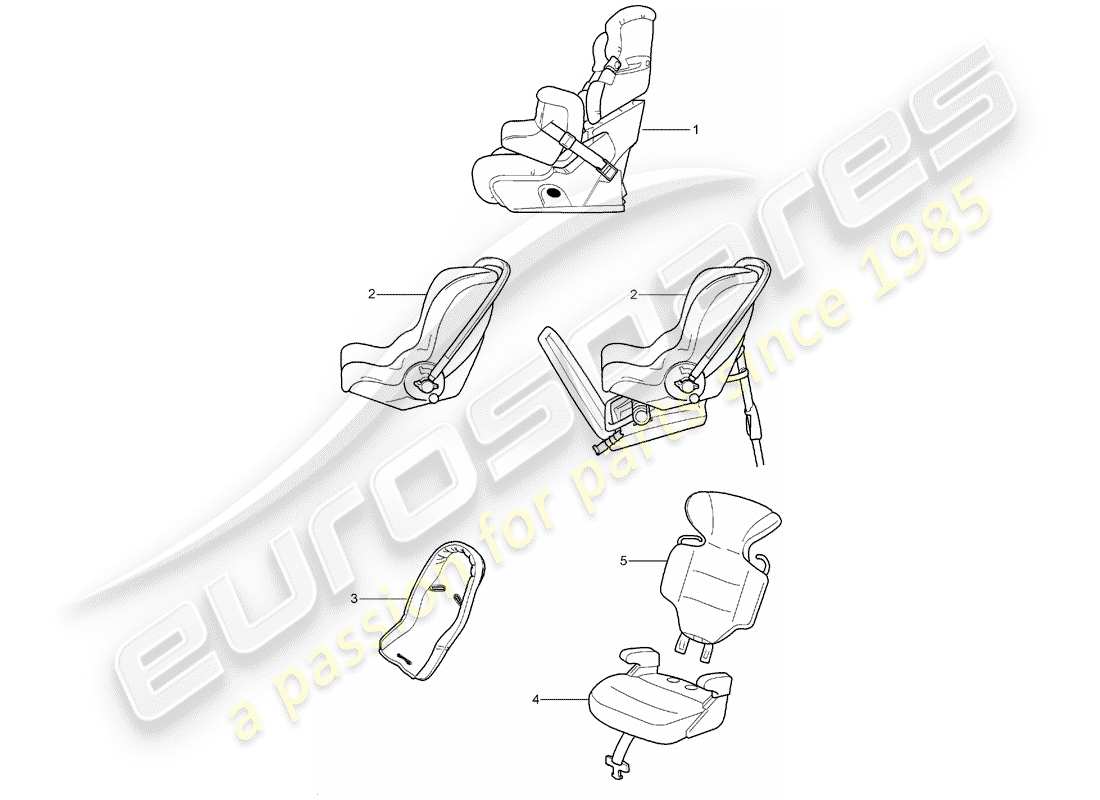 porsche 2012 (tequipment cayenne) siège enfant schéma des pièces
