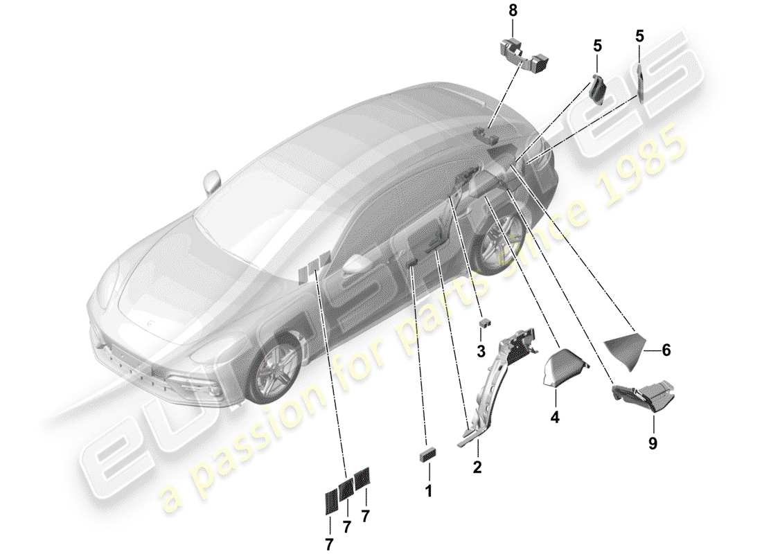 porsche 2020 (panamera 971-1) absorbeur de bruit schéma des pièces