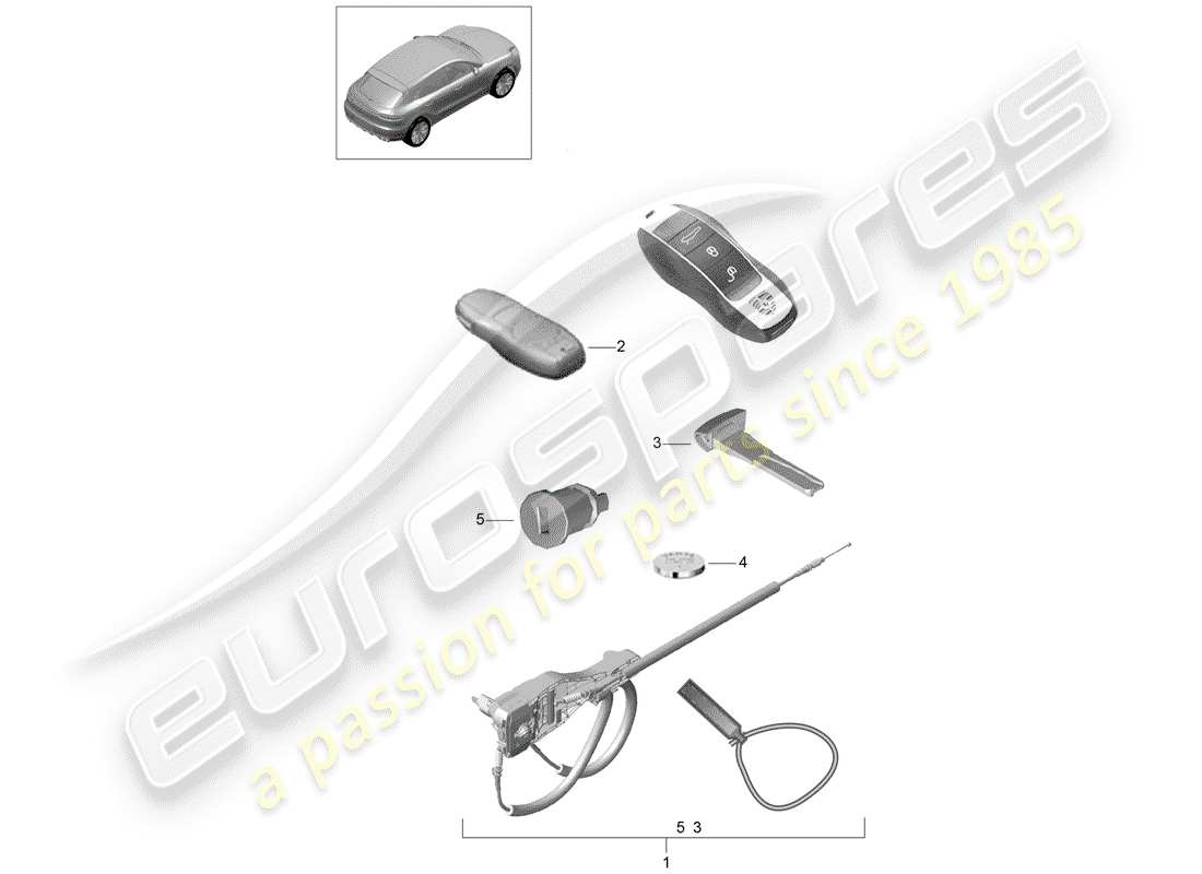porsche 2020 (macan) 1 ensemble de serrures schéma des pièces