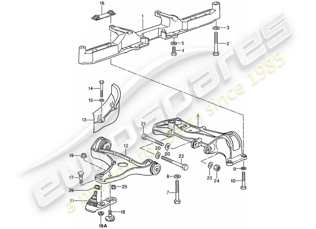 porsche 1996 (993) traverse - bras de commande de voie schéma des pièces