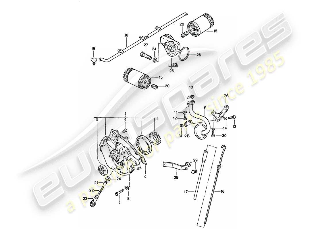 porsche 1977 (924) lubrification du moteur schéma des pièces