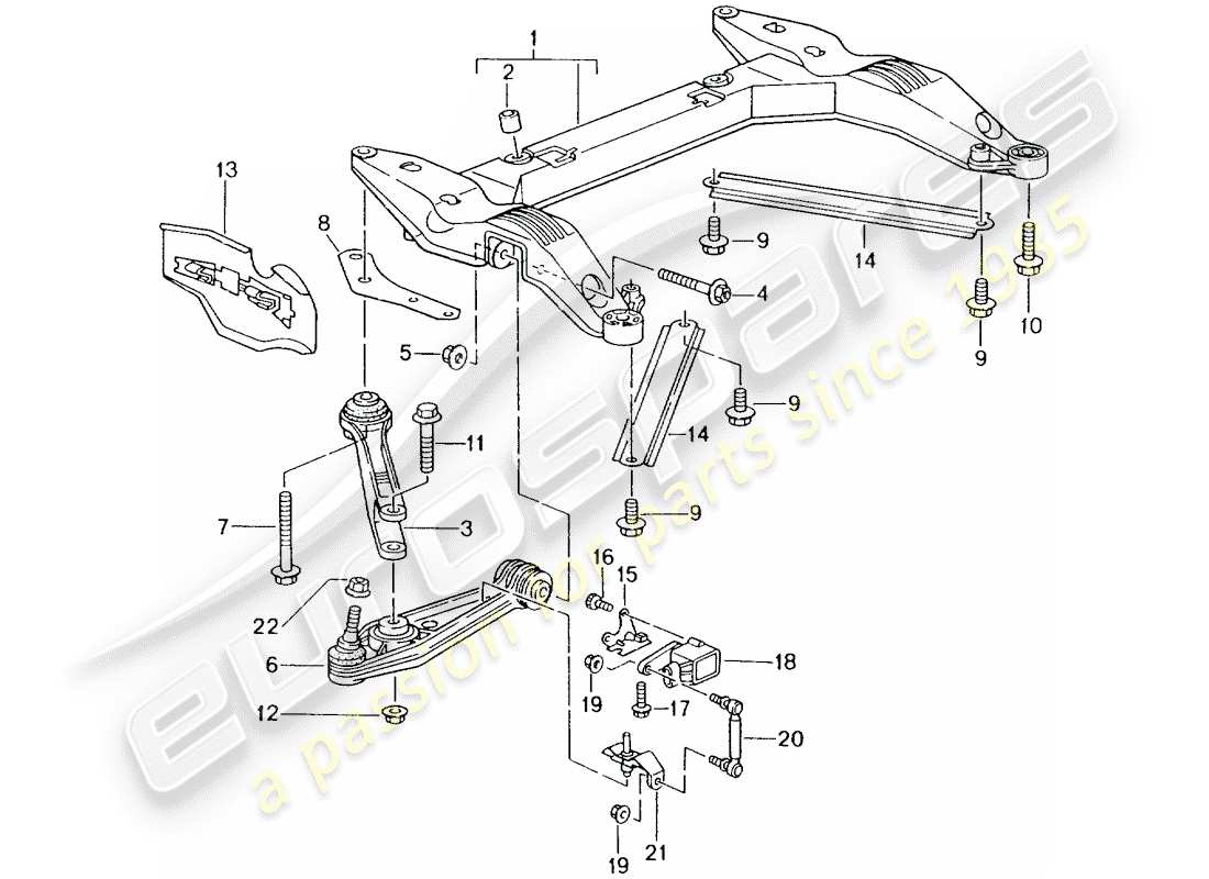 porsche 2005 (996) traverse - bras de commande de voie schéma des pièces