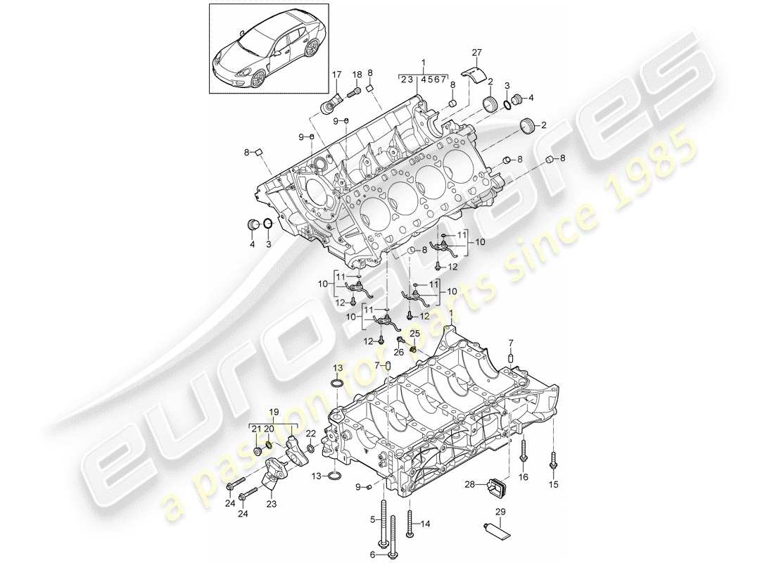porsche 2013 (panamera 970) carter schéma des pièces