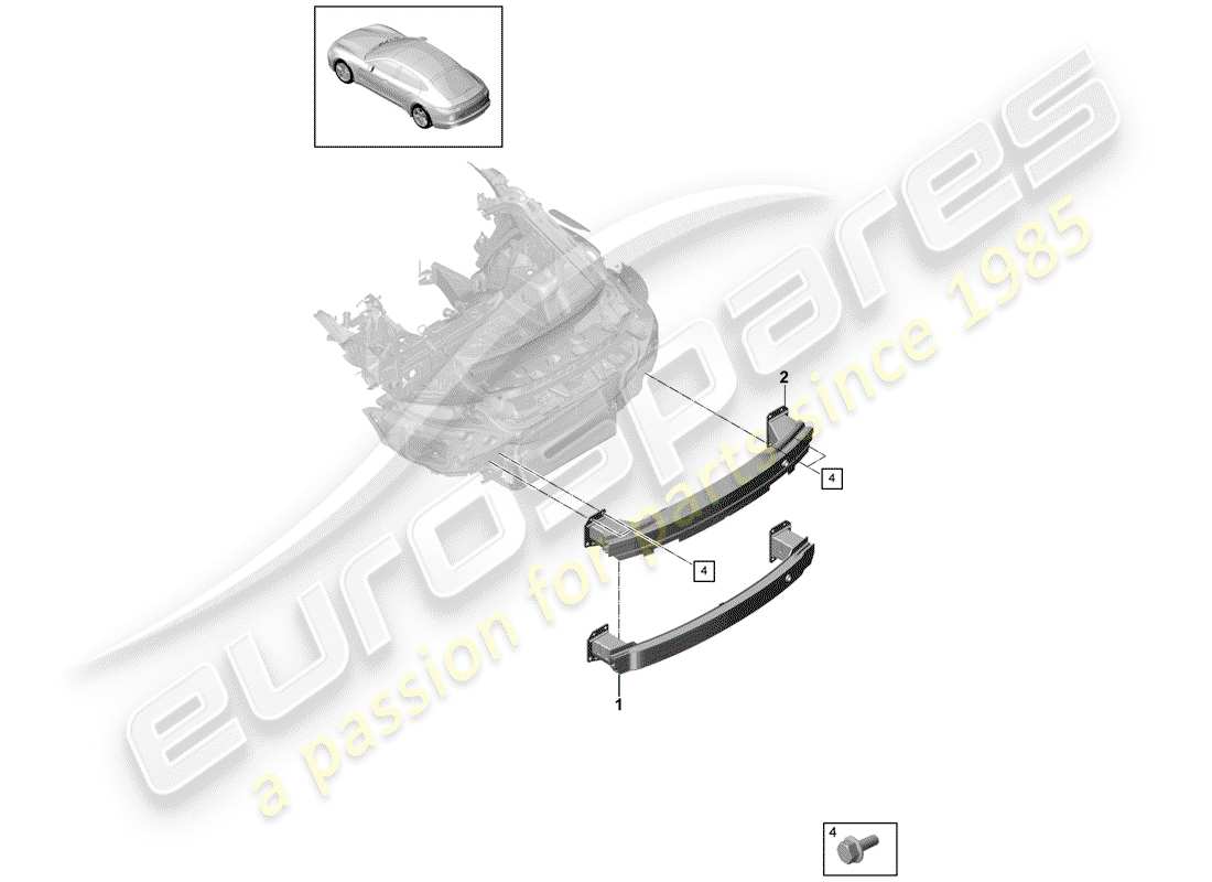 porsche 2019 (panamera 971-1) support de pare-chocs schéma des pièces