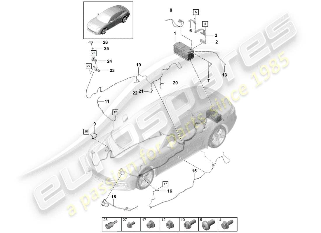 porsche 2018 (panamera 971-1) batterie schéma des pièces