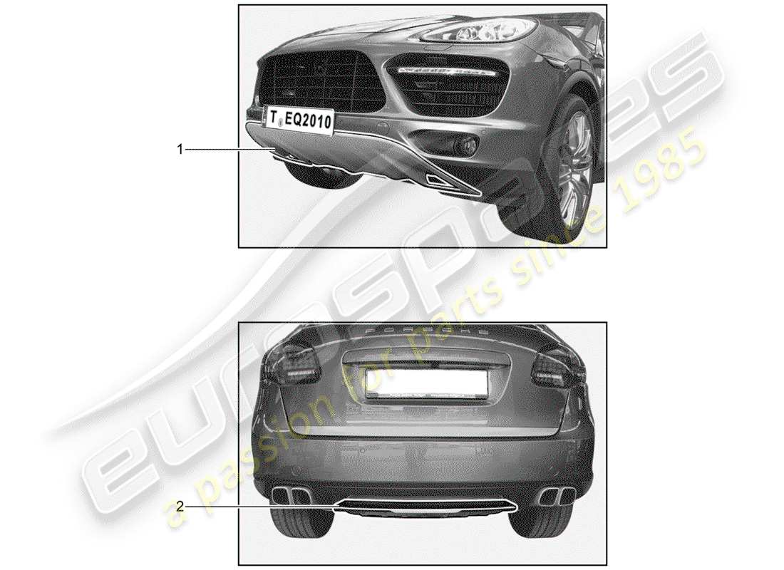 porsche 2014 (tequipment cayenne) couvercle pour pare-chocs schéma des pièces