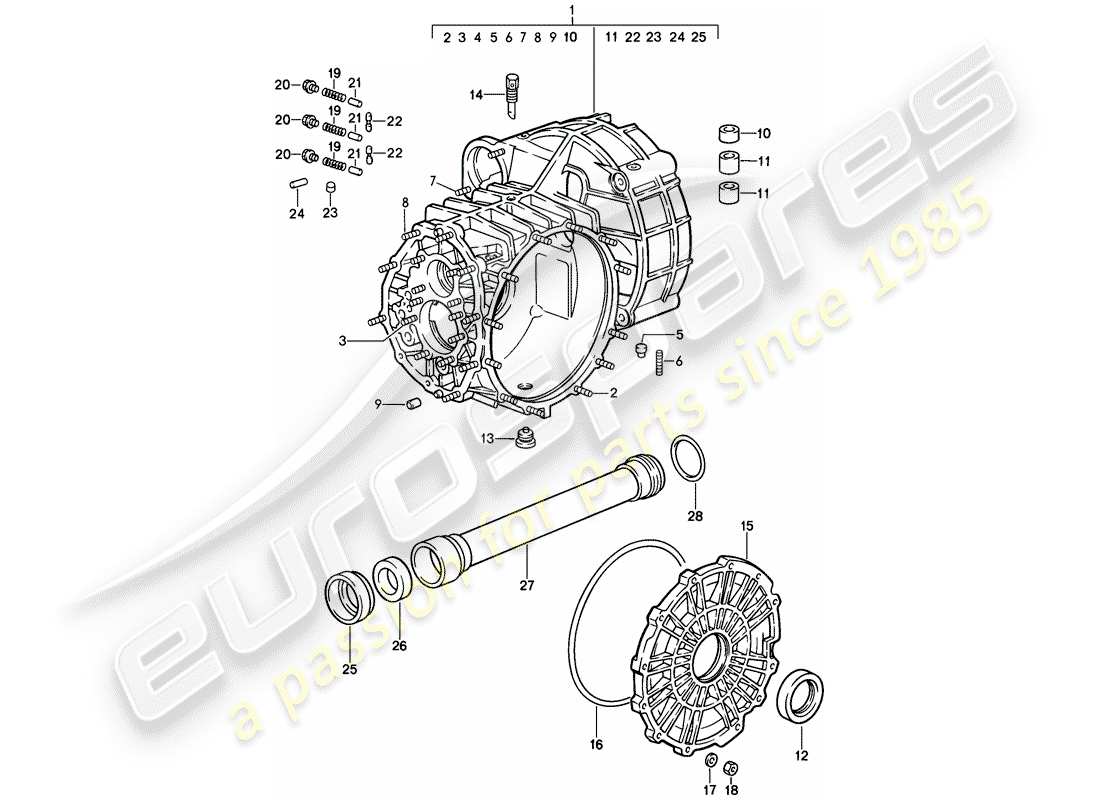 porsche 1987 (911) transmission de remplacement - carter de transmission schéma des pièces