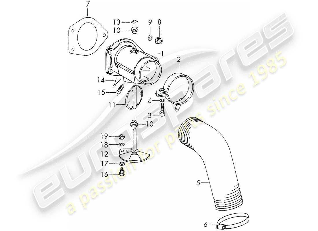 porsche 1973 (911) alimentation en air de chauffage - - - - d - mj 1970>> schéma des pièces
