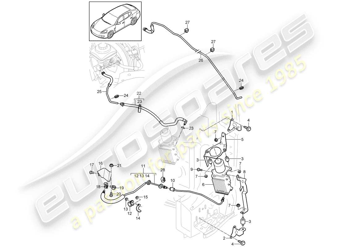 porsche 2013 (panamera 970) mécanisme de contrôle schéma des pièces
