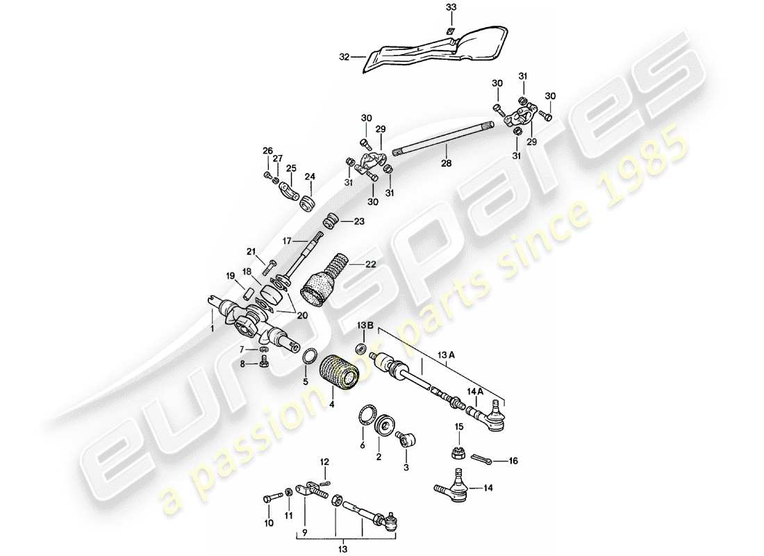 porsche 1982 (911) direction - accessoires schéma des pièces