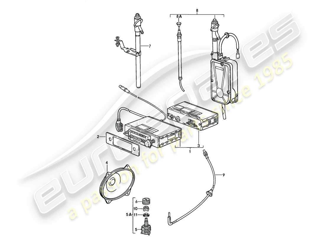 porsche 1978 (928) unité radio - pièces d'installation - accessoires supplémentaires dans le - catalogue classique - (modèle : cla) schéma des pièces