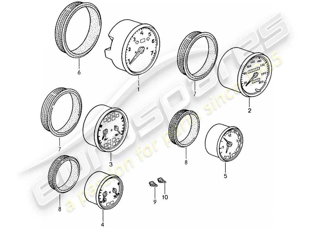 porsche 1998 (993) instruments schéma des pièces