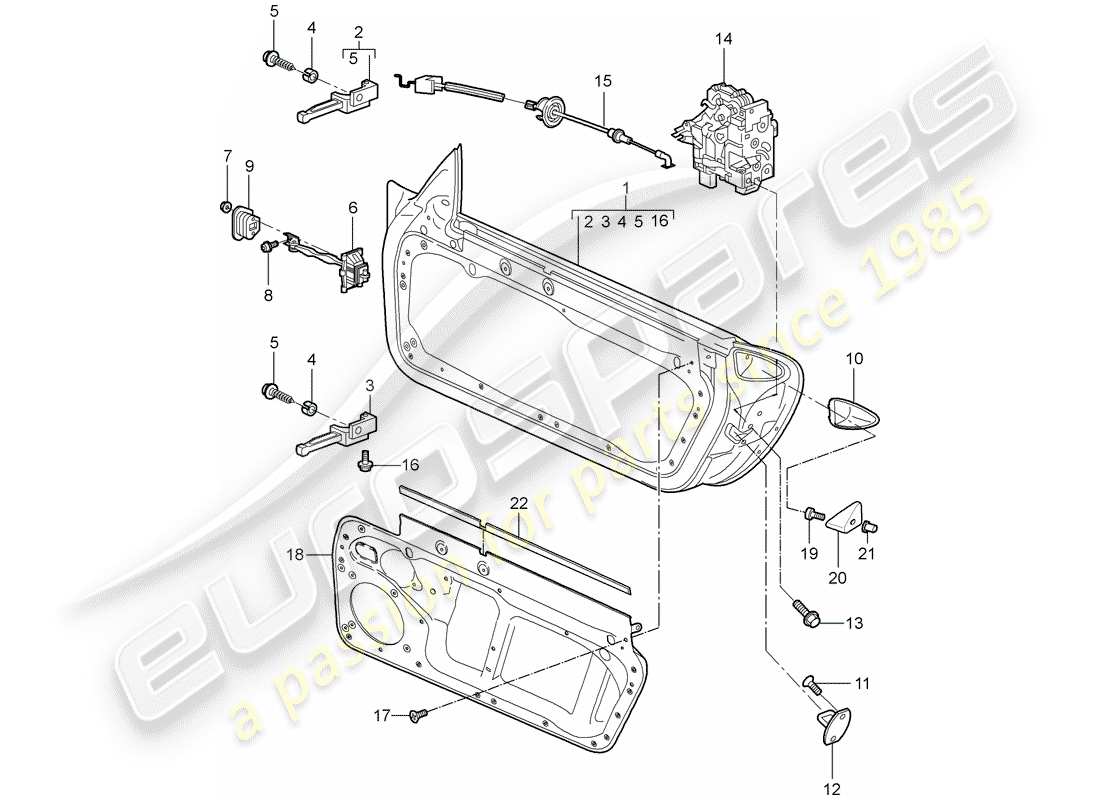 porsche 2008 (987 boxster) coque de porte schéma des pièces