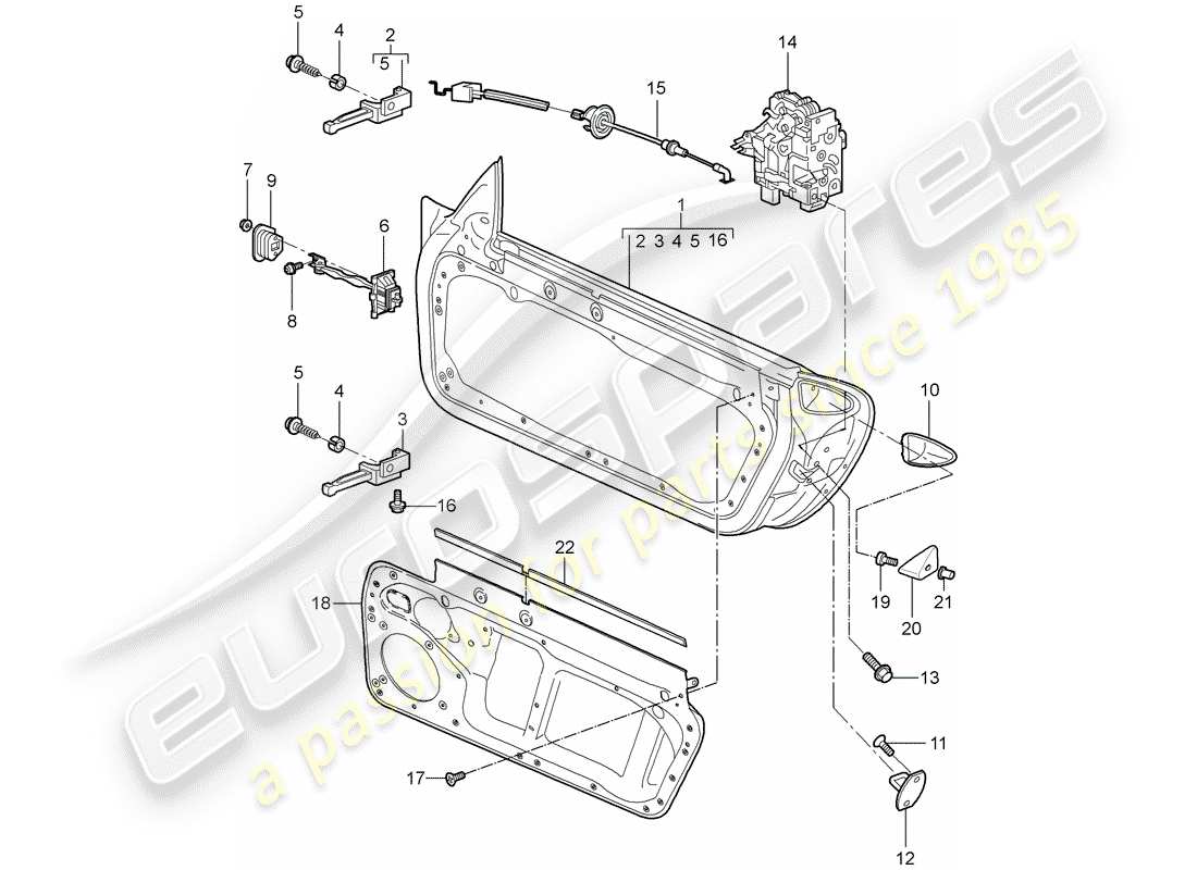 porsche 2009 997-2 turbo / gt2 coque de porte schéma des pièces